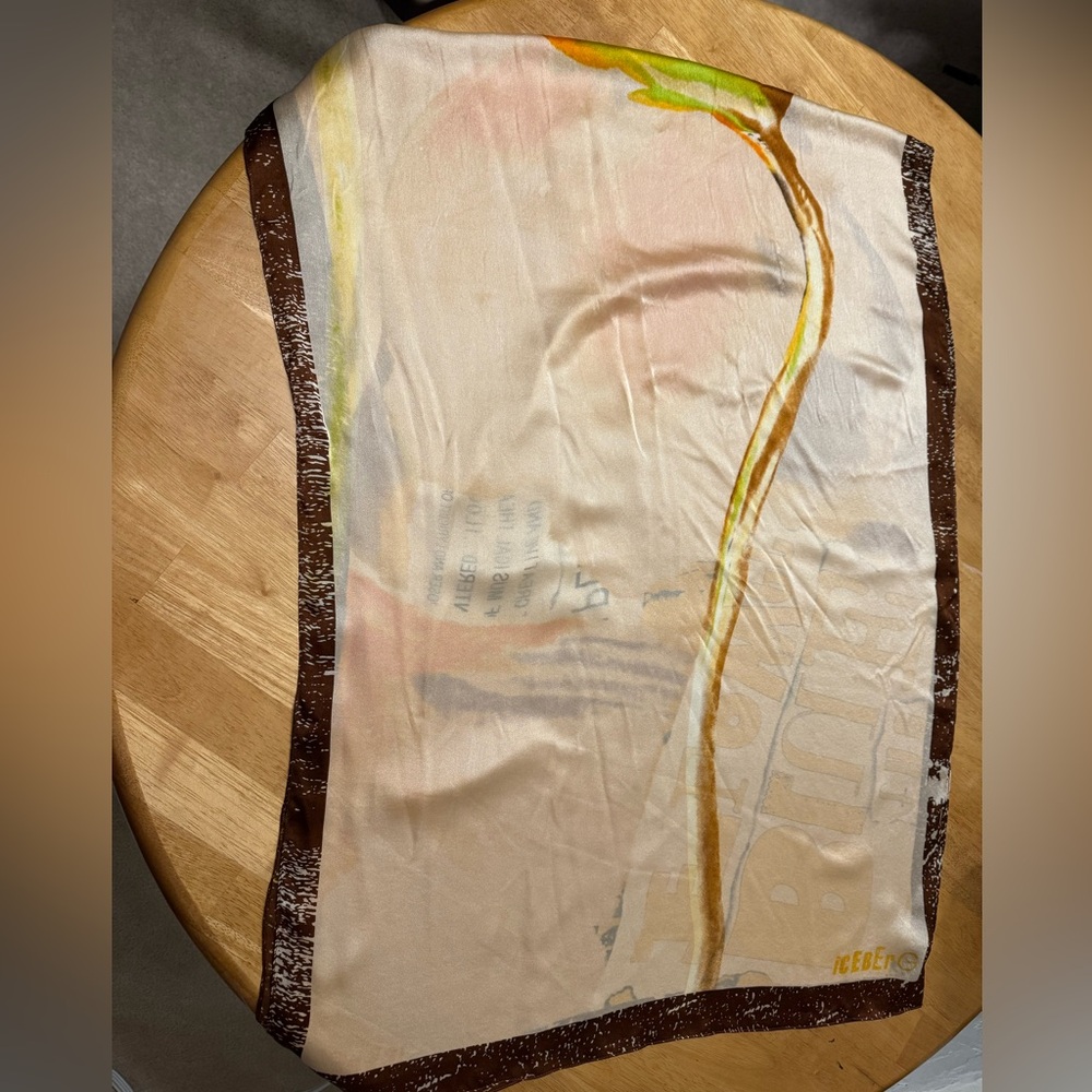 Beige and Brown Silk Scarf